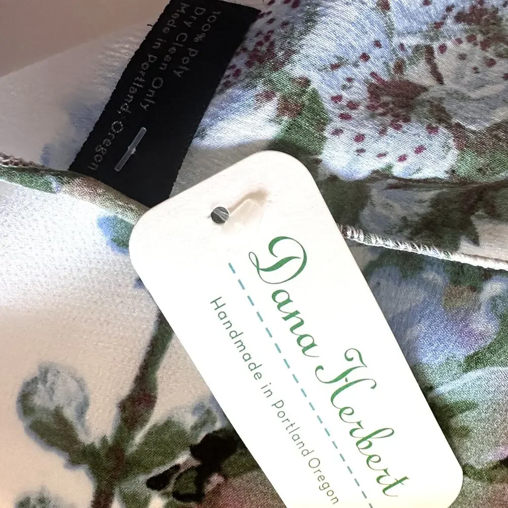 Dana Herbert NEW Floral Scarf White Multicolor Rectangle Lightweight Handmade